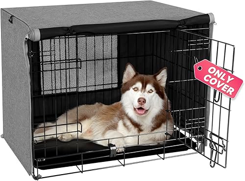 Miniatura 27 de Funda para jaula de perro para jaula grande de alambre de 42 pulgadas, para cachorros con puerta doble, poliéster 600D ligero a prueba de viento