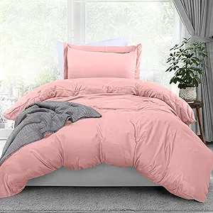 Utopia Bedding Duvet Cover Twin Size - 2 Piece with Zipper Closure - 1 Comforter Cover 68X90 Inches & 1 Pillow Sham 20X26 Inches (Pink) Comforter Not Included