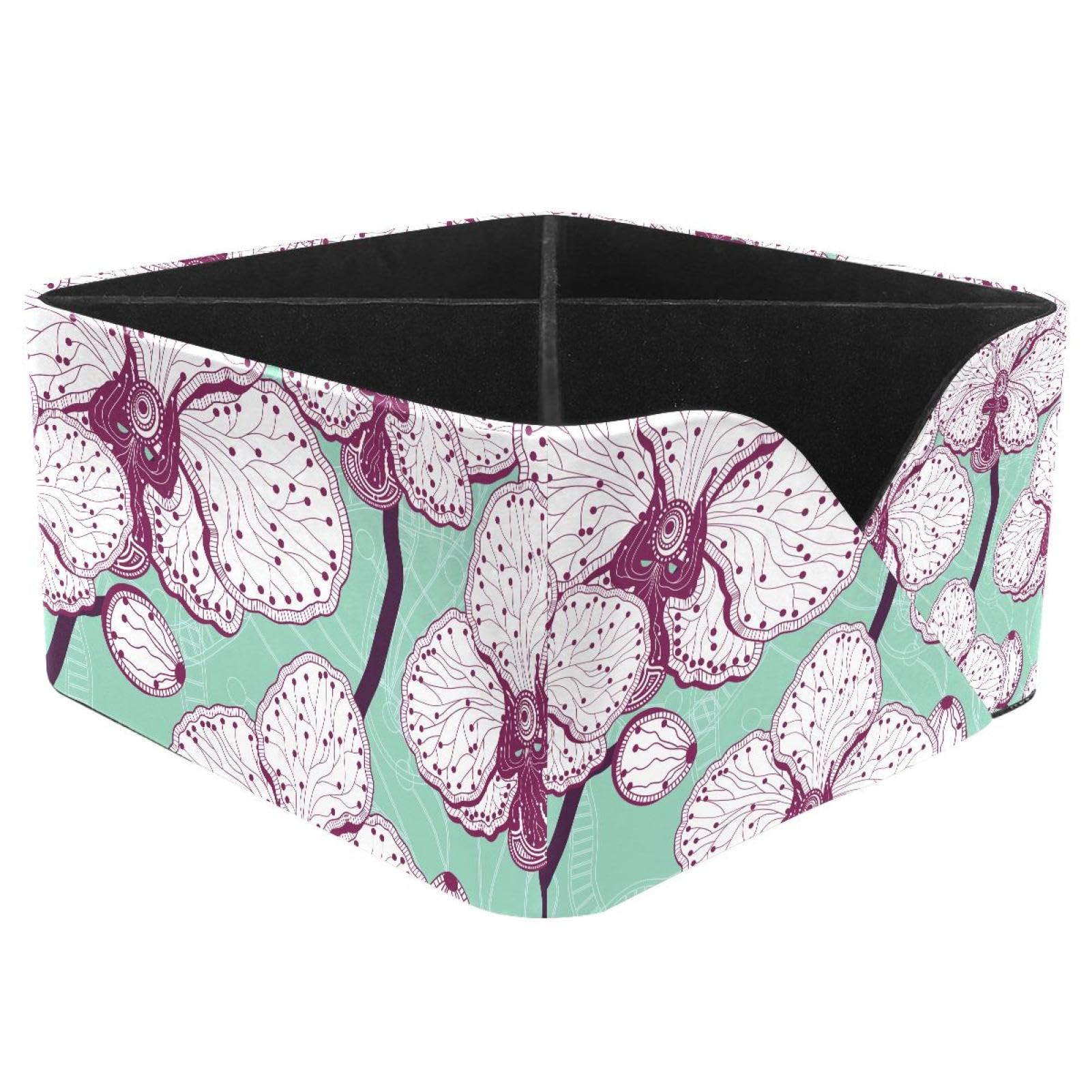 KengjuTesu Butterfly Orchid Desktop Organizer Pen Holder, Rectangular Pencil Cup for Office, Study and Makeup Stations