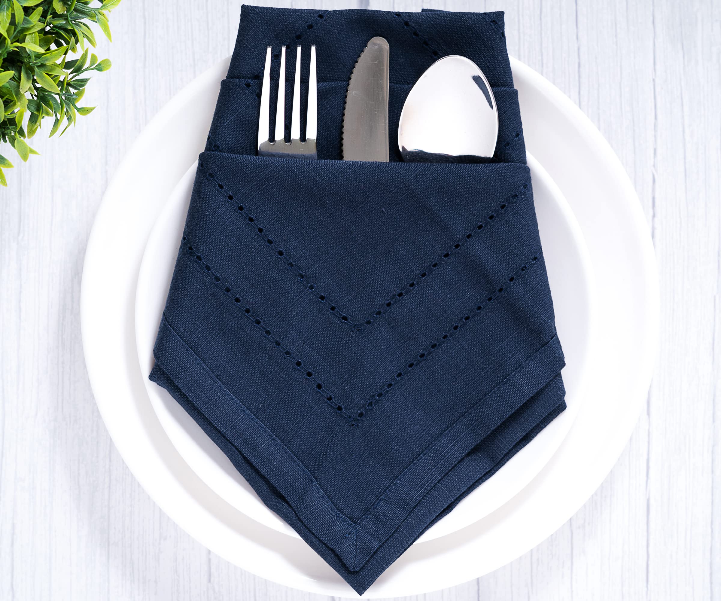 Navy Blue Napkins Cloth, Blue Cotton Napkins, Set of 6, Double Hemstitch Napkins, 100% Cotton, Washable, Soft, Durable, Dining Table Napkins Cloth for Lunch, Restaurant, Weddings, Parties 20x20