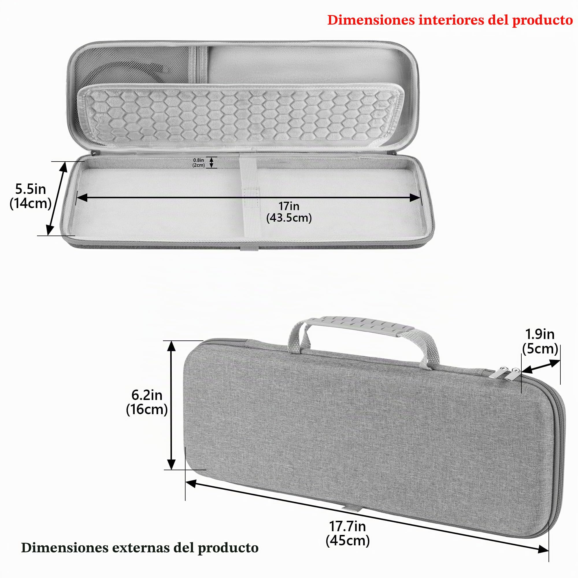 Funda de Transporte para Teclado Geekria, Compatible con Logitech MX Keys S/MX Keys Advanced, Estuche de Viaje rígido EVA (Gris Claro)
