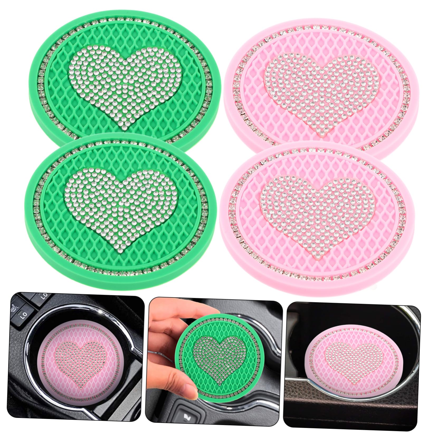 Cabilock 2-Pack Car Coasters Rhinestone Cup Holders Coasters for Car Bling Accessories for Women Cup Holder Decorative Interior Accessories