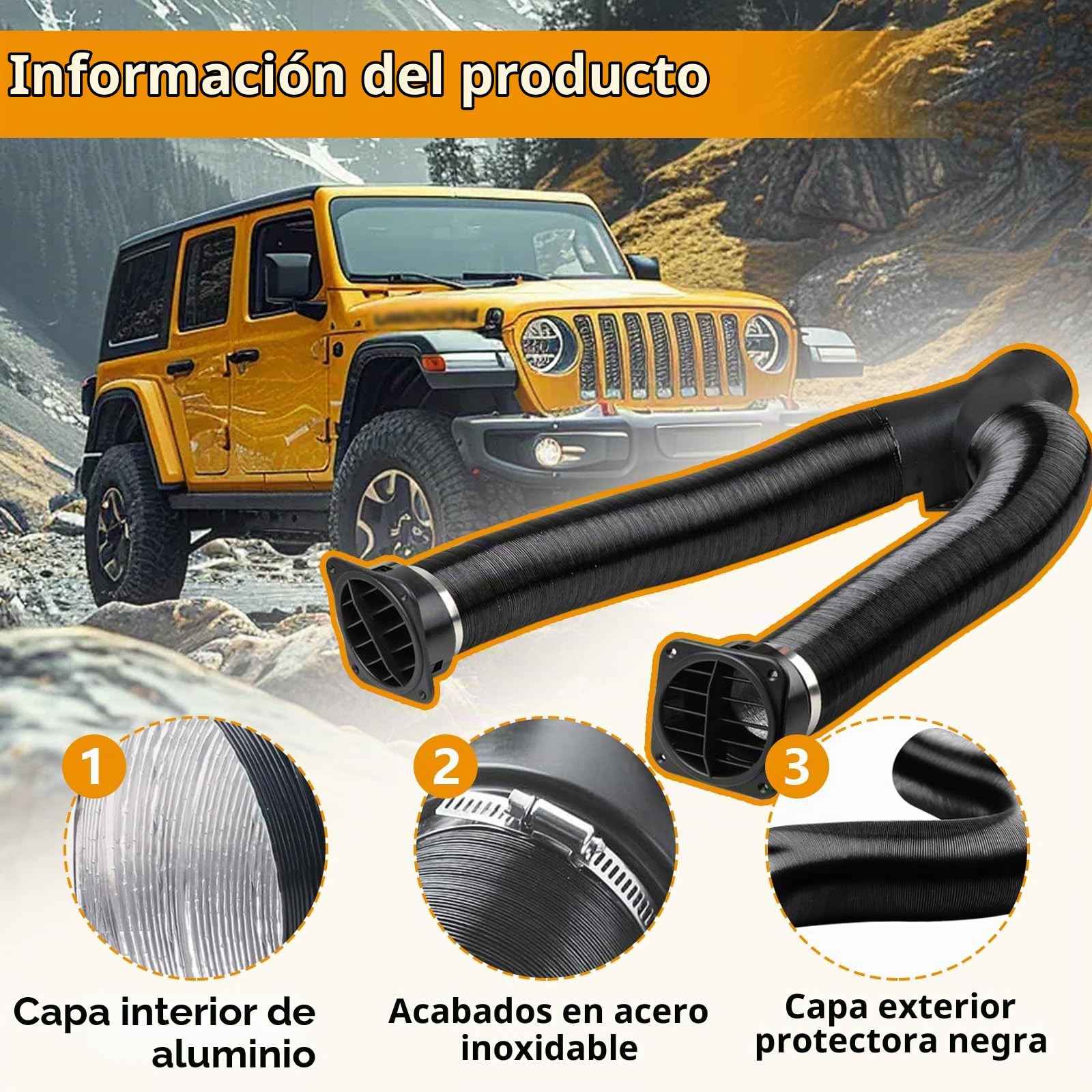 75mm Set de Accesorios para Calefacción Diesel,Accesorios para Calefacción de Estacionamiento Diésel,Tubo de Ventilación Manguera de Ventilación Accesori para Calefacción de Estacionamiento