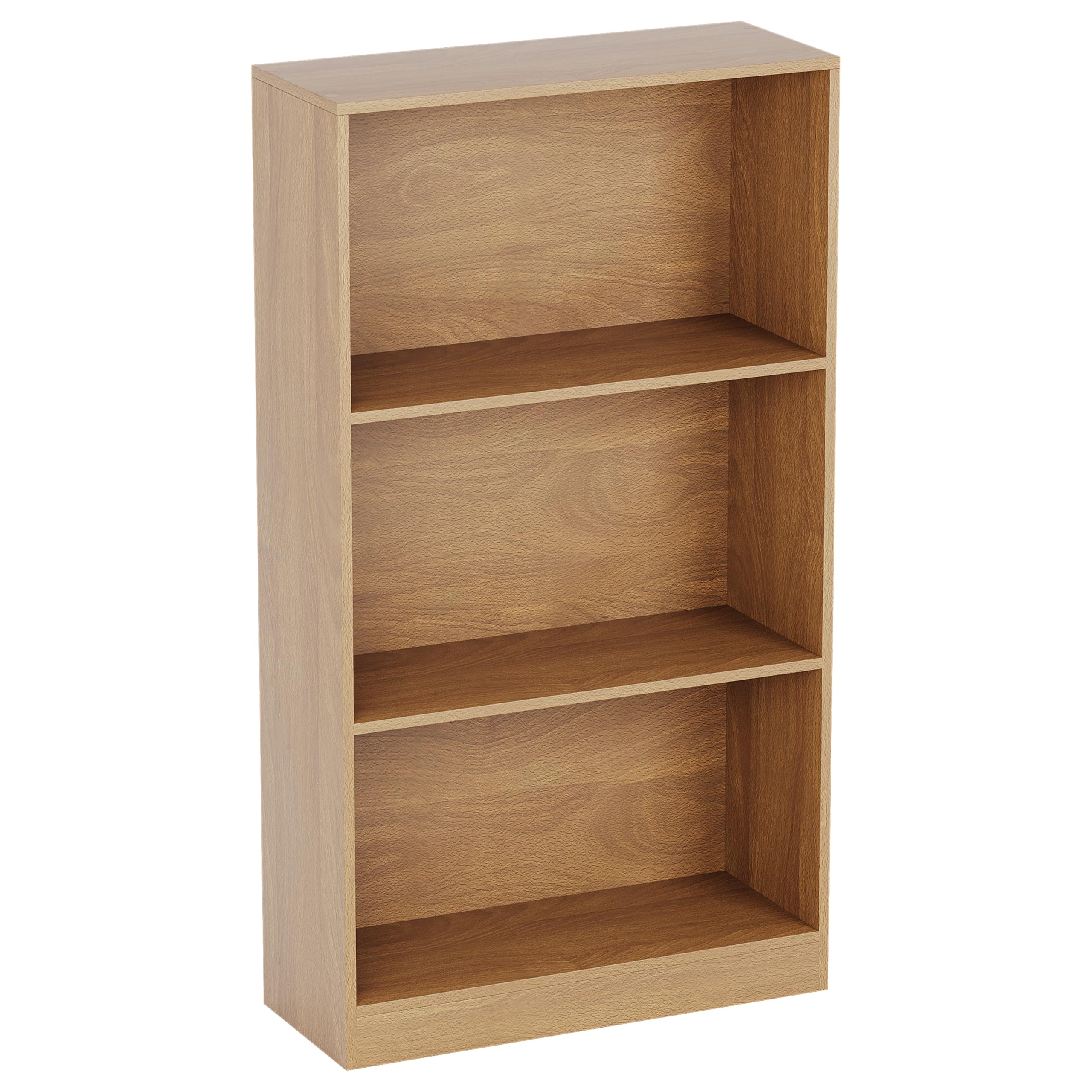 Vida Designs Cambridge Bücherregal mit 3 Ebenen, mittelhoch, Eiche, Holz-Regaleinheit für Büro, Wohnzimmermöbel
