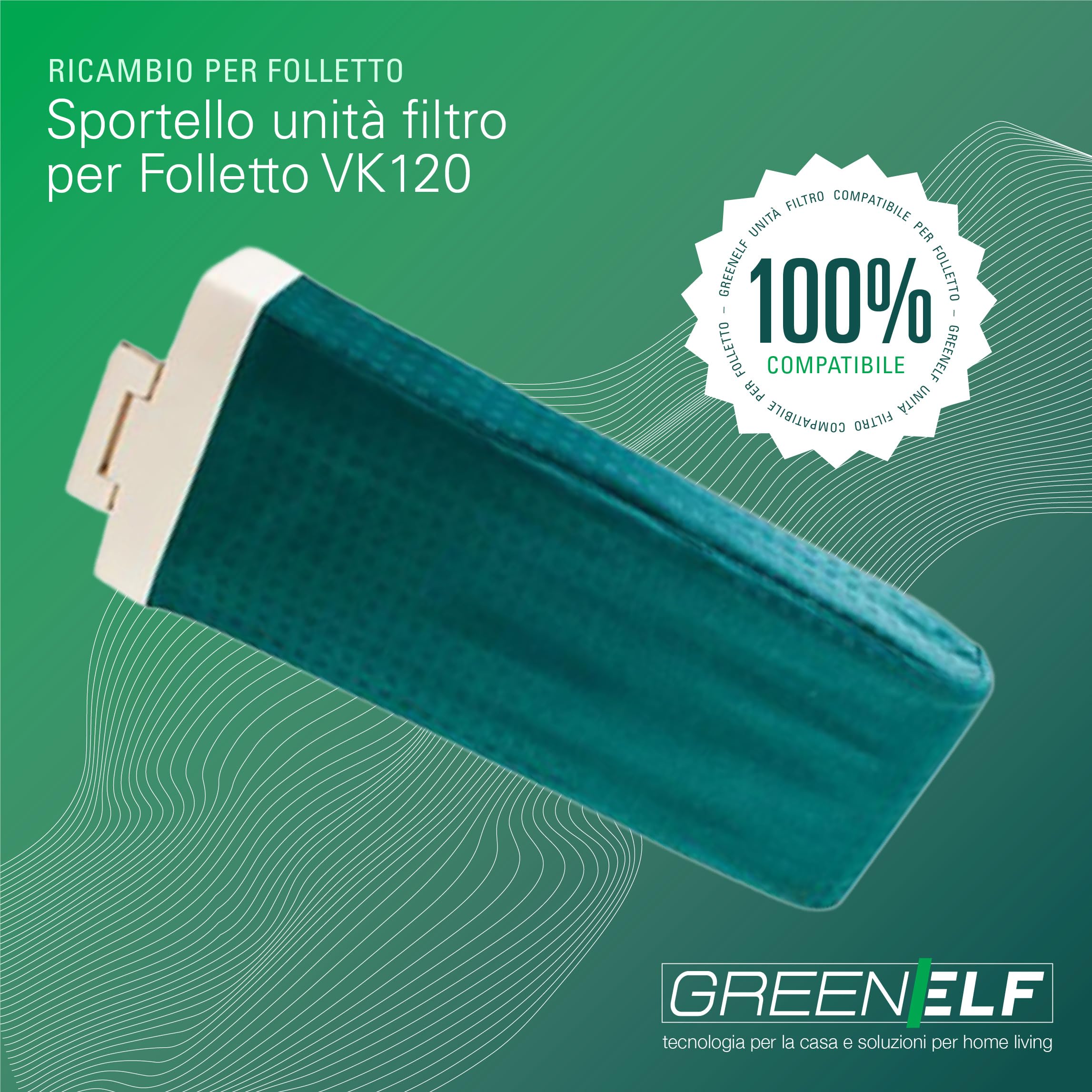 Ricambio Unità Filtro per Folletto VK 120, Sacco Folletto VK120 in Tessuto per Vecchio Modello | 100% Compatibile, Completo con Ghiera, Resistente e Facile da Montare