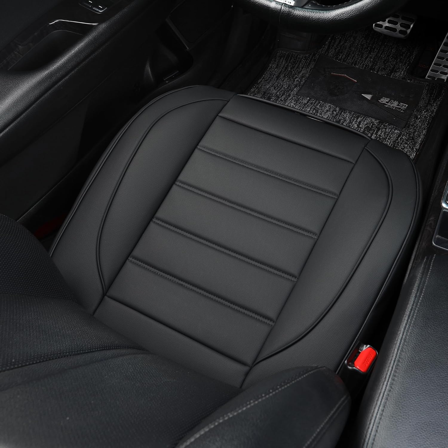 1 Pack Leather Front Car Seat Covers,Bottom Seat Covers for Cars,Driver Car Seat Cushion Cover,Luxury Seat Protectors,Waterproof,Full Wrap,for Most Vehicles,Sedan,Truck,SUV(Black)