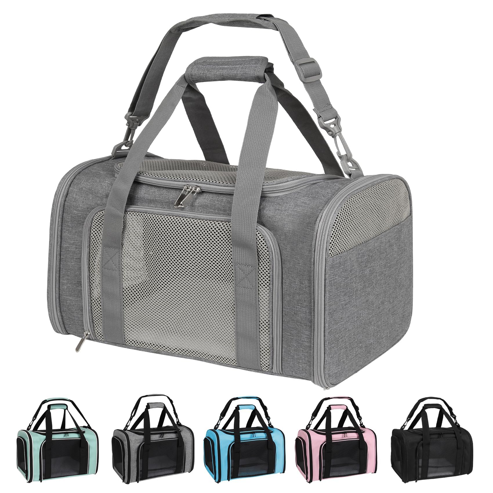 Yipincover Carriers Soft-Sided Large Pet Carrier for Cats Dogs Small Animals Up to 35Lbs,Top Load Carrier,Ventilated Design,Portable Cat Carrier Airline Approved(X-Large, Grey)
