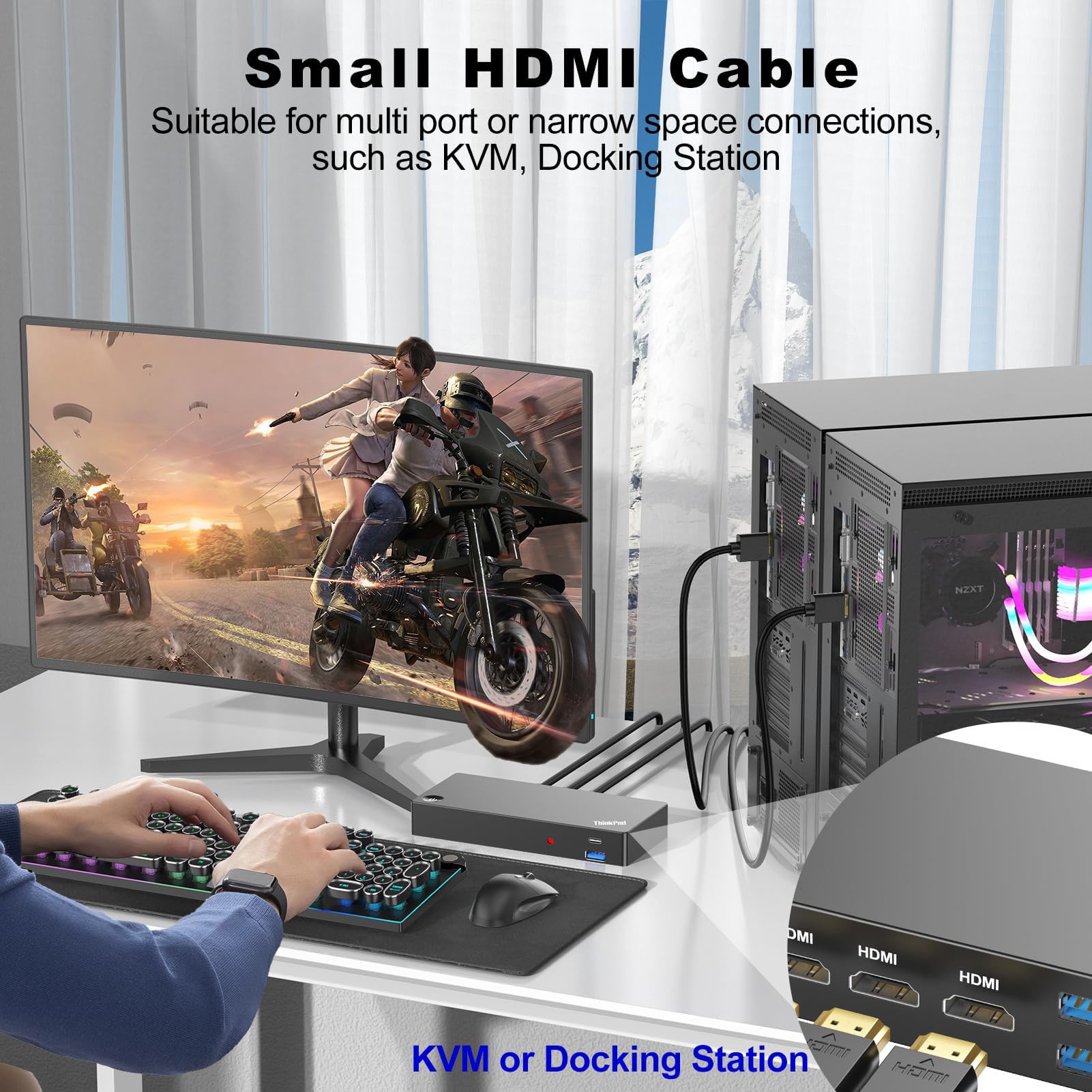 Confezione da 10 cavi HDMI 4K a HDMI, confezione multipla da 1,8 m, cavo HDMI 2.0 schermato ad alta velocità, 1,8 m con 2K a 165/144Hz, HDCP 2.2, HDR, ARC e CL3, per laptop, monitor, TV, PS5, PS4,