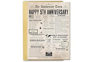 5th Anniversary Card: Jumbo Size and Vintage-Themed