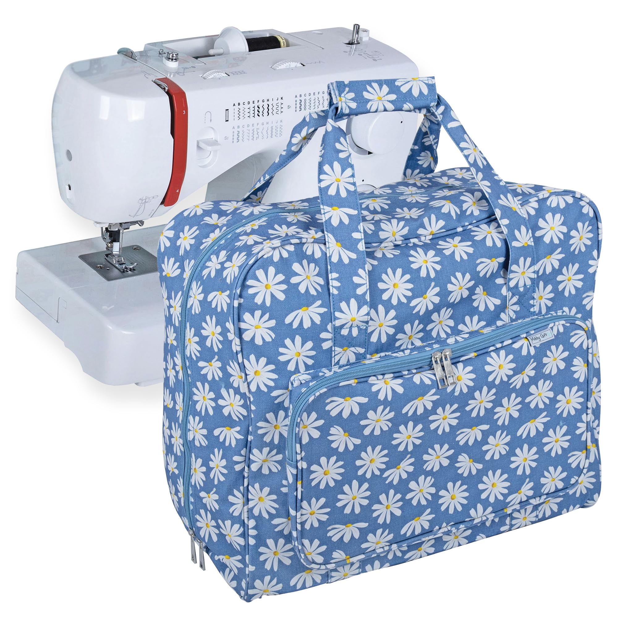 Hobby Gift Sewing Machine Travel Carry Storage Bag, Denim Daisies