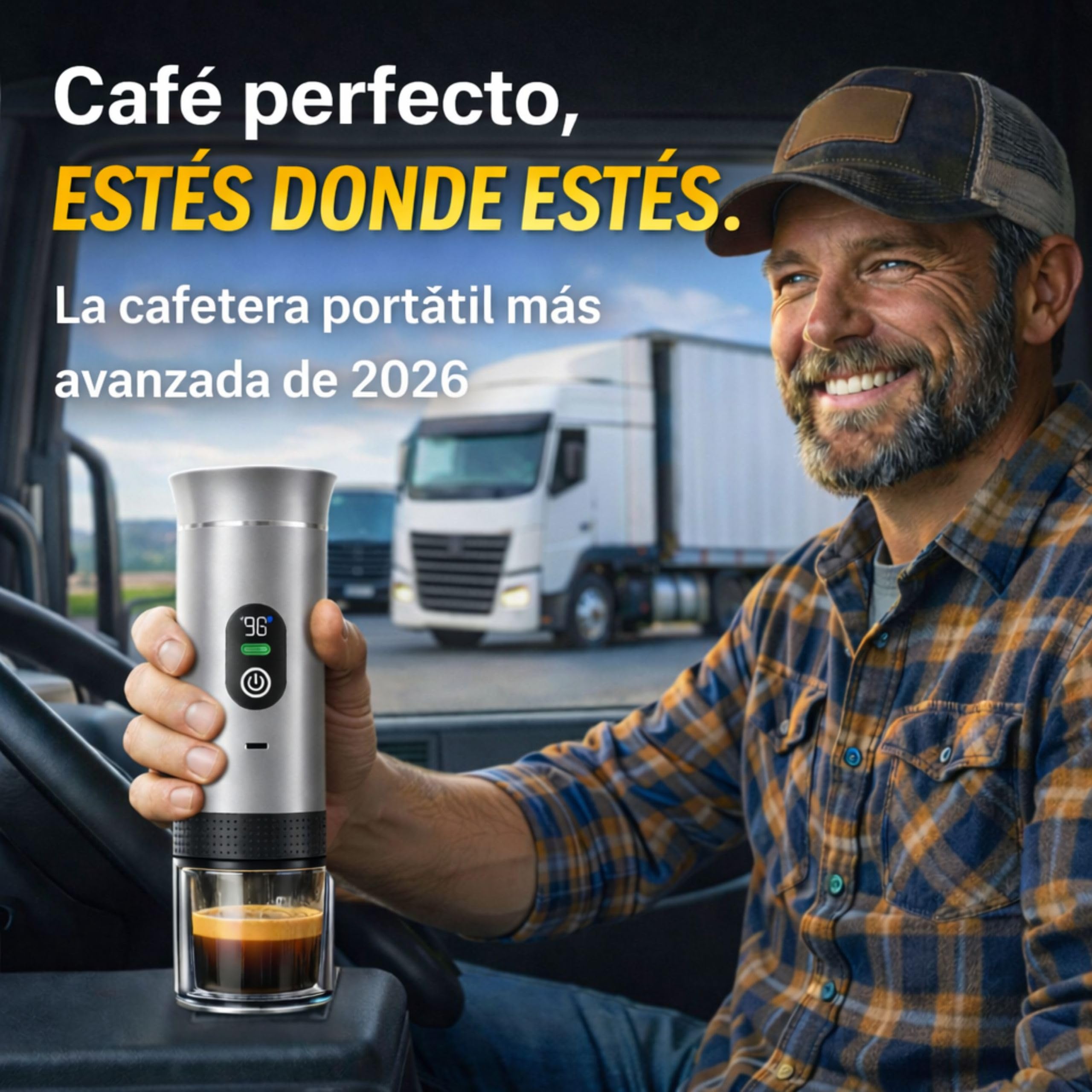 Cafetera Portatil Capsulas compatible con Nespresso Dolce Gusto y Café Molido - Versión Mejorada 2026 - Coffe Machine - Maquina de Cafe Portátil Cápsulas Universal Con Pantalla LED y Más Capacidad