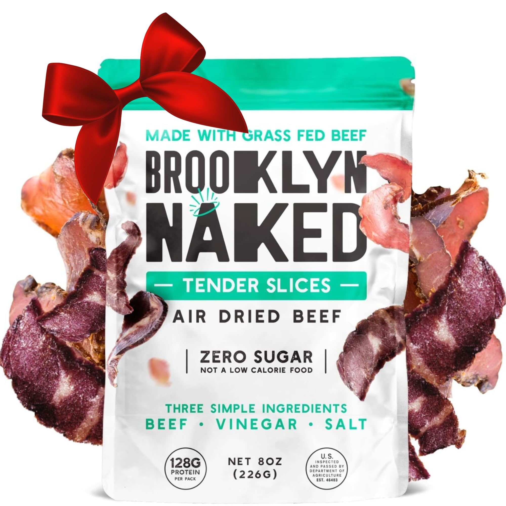 Air Dried Grass Fed Beef Snack, South African Beef Jerky (8 oz, Pack of 1) - Whole30 Approved, Paleo, Keto, Gluten Free, Sugar Free, Made in USA - (Naked)