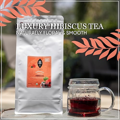 Miniatura 5 de Té de hojas sueltas de hibisco orgánico  Té de hierbas naturalmente agrio y refrescante  Sin cafeína  Bolsa a granel de 1 libra  Flores de hibisco