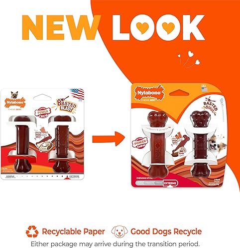 Miniatura 3 de Nylabone Juguete masticable original y texturizado para perros, juguetes duraderos y resistentes para masticadores agresivos, sabor a tocino y