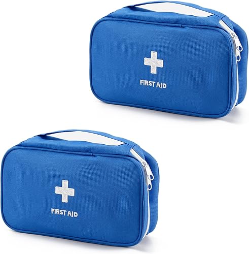 Bolsa vacía portátil para botiquín de primeros auxilios, bolsa de medicina de viaje, bolsa médica pequeña (2 piezas, azul)
