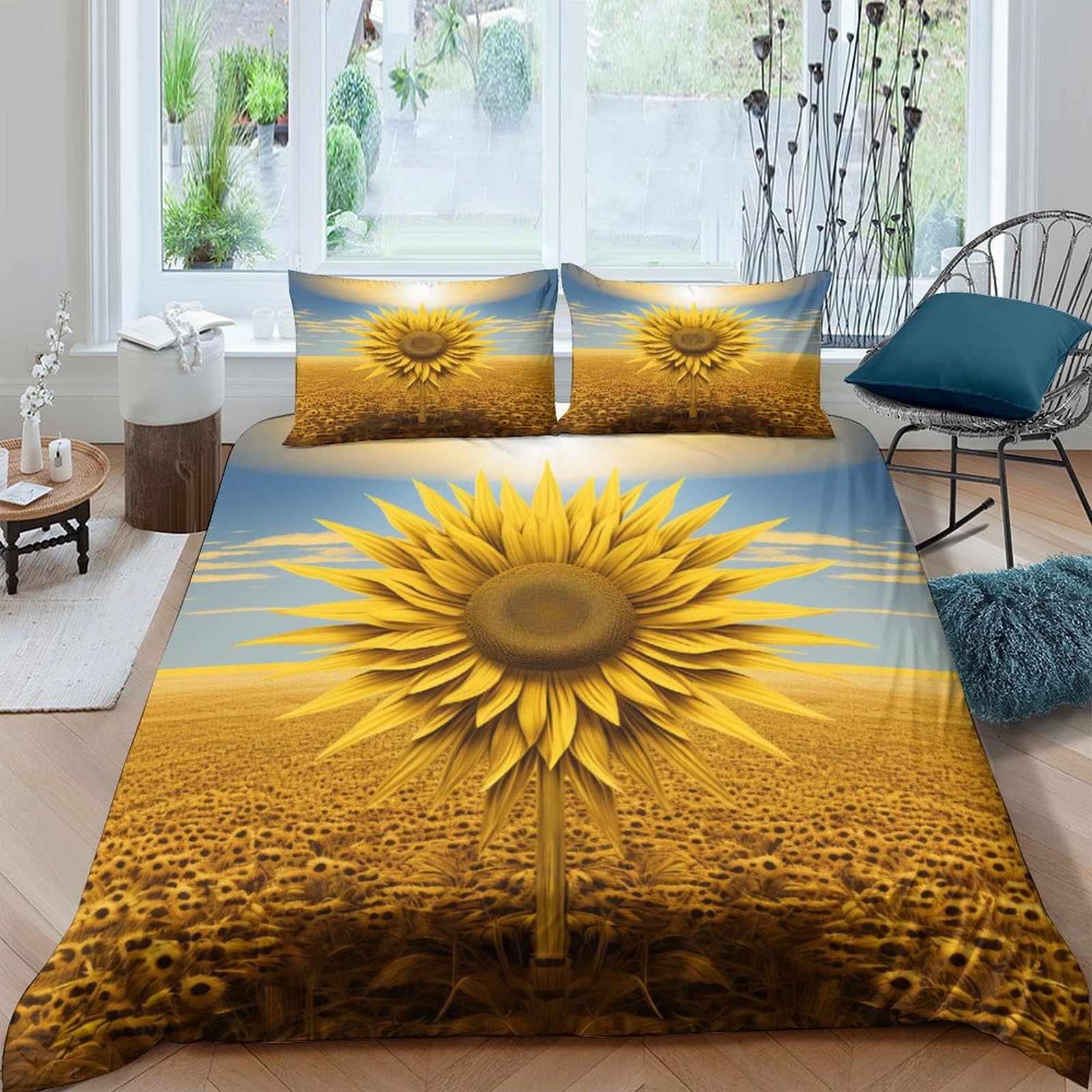 Parure de lit 220 x 240 cm tournesol pour transformer votre chambre en cocon de douceur