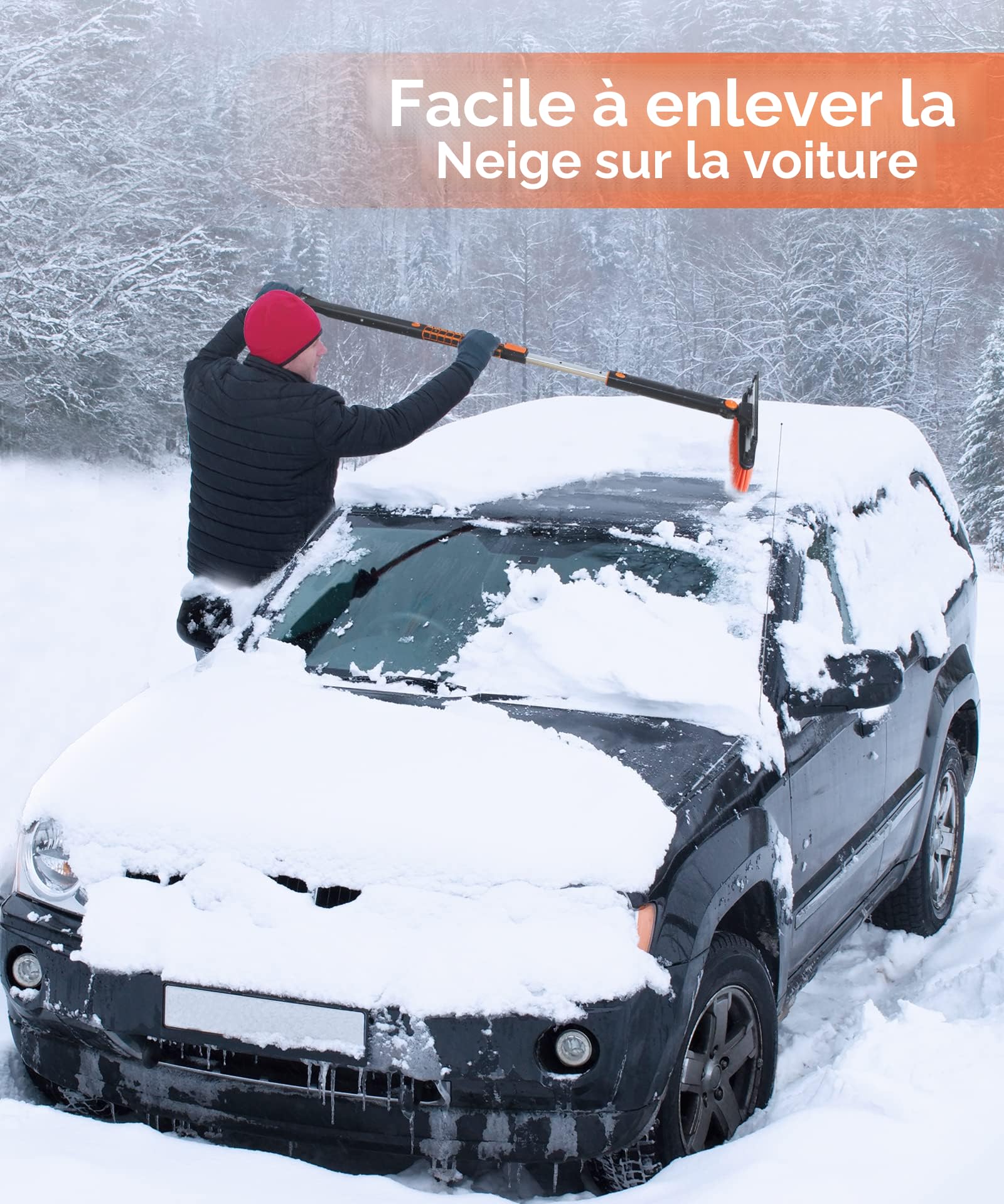 Grattoir à Neige Pour Voiture Avec Gants Intégrés - Raclette Anti-rayures Pour Pare-brise, SUV, Camping-car