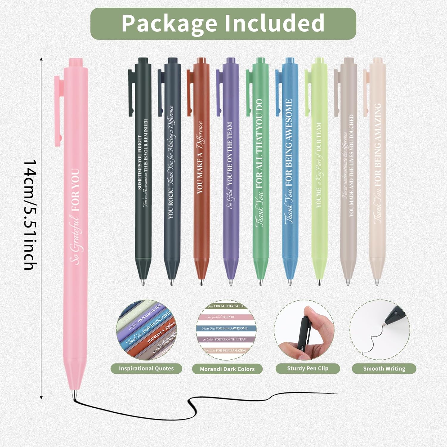 BESARME 30 Sets Employee Appreciation Gifts Bulk Staff Thank You Gifts Bulk Motivational Pens with Mini Notebook, Keychain and Gift Bags Inspirational Gift for Office Coworkers Teacher