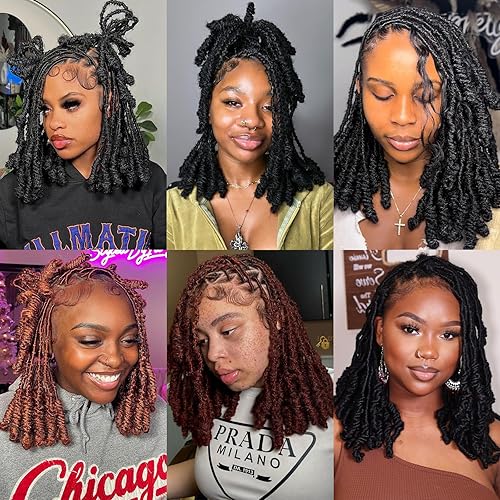 Miniatura 5 de COOKOO Rastas de ganchillo de 12 pulgadas, 8 paquetes de trenzas de ganchillo de color negro natural pretrenzado suave con nudos cortos, extensiones
