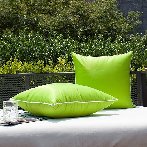 Miniatura 6 de Kevin Textile Paquete de 2 fundas de almohada cuadradas y sólidas, impermeables, para exteriores, para patio, jardín, 20 x 20 pulgadas, color verde