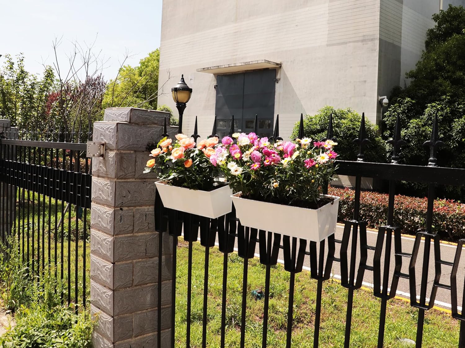 Cornasee 16.3" Purple Hanging Planter for Fence/Balcony/Window, 3-Pack Railing Planters Vintage Flower Pot with Detachable Hooks for Strawberry,Herb,Cactus (Violet)