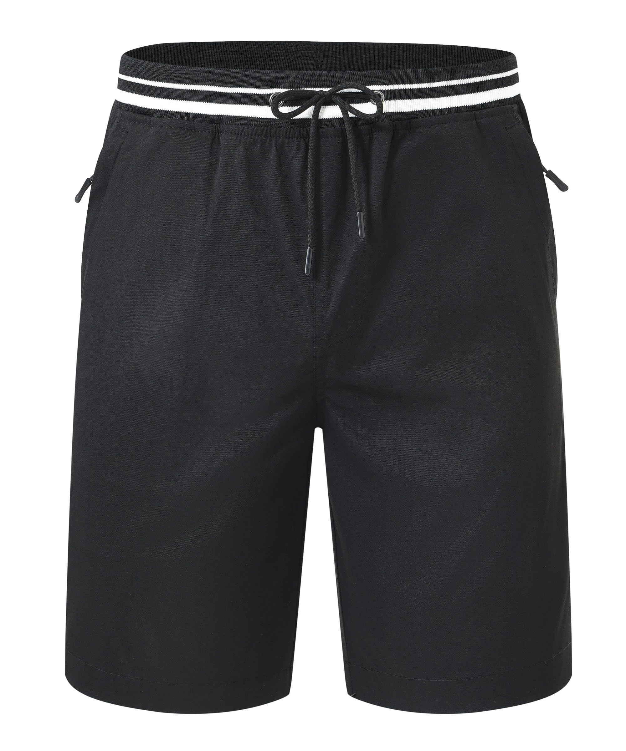 Huayuzh Kurze Hosen Herren Chino Shorts Sommer Stretch Cargo Baumwolle Hose Elastische Taille mit Reißverschlusstasche