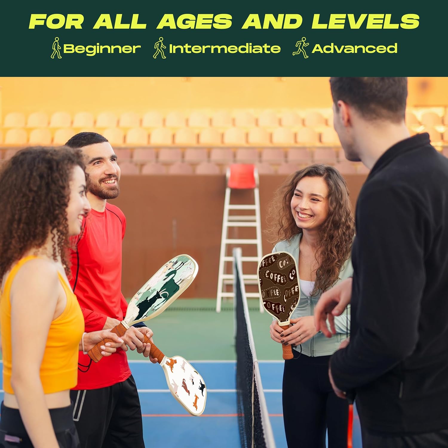 Goat Pickleball Paddles Set of 2, Includes 4 Indoor Outdoor Balls and Travel Bag, Lightweight Durable Fiberglass Pickleball Rackets Set for Men, Women, Beginners
