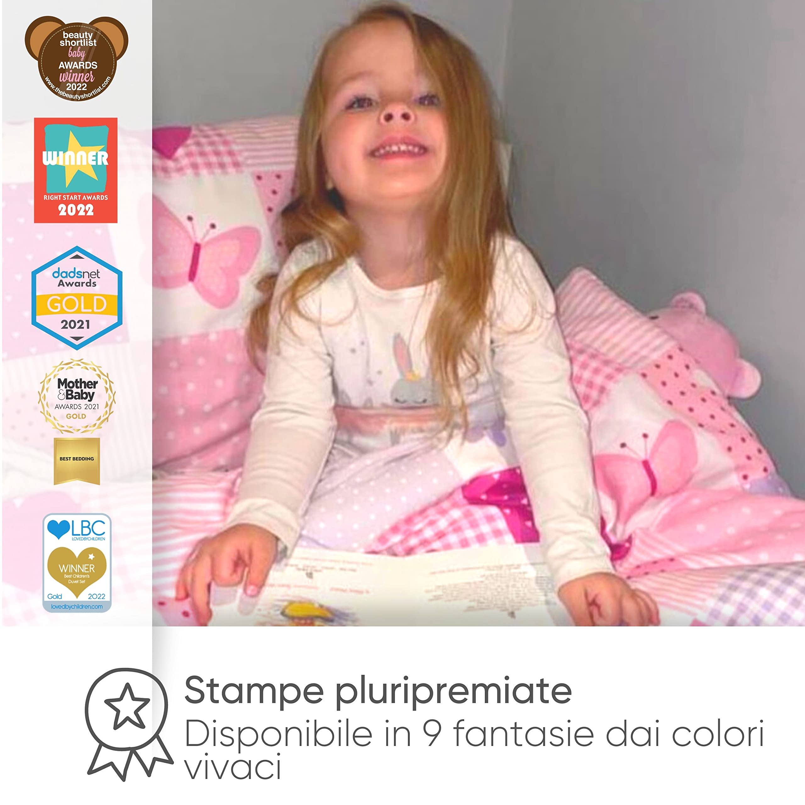 Bloomsbury Mill - Patchwork Con Cuori e Farfalle - Set Di Biancheria Da Letto Per Bambini - Rosa e Lilla - Copripiumino 135 cm x 200 cm e Federa Per Letto Singolo