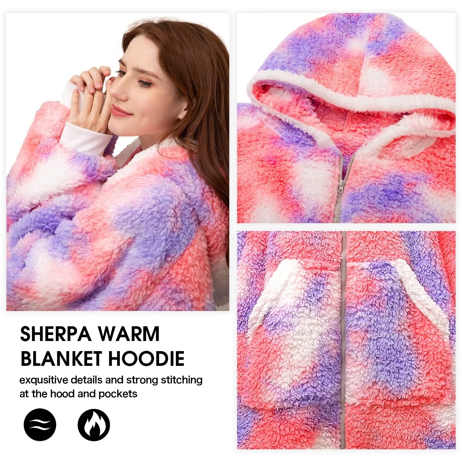 Amazon.com: greenoak Wearable Blanket Hoodie, Oversized Fleece