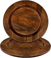 Vista 12 de Alpha Living Home Bajos redondos de madera de 13 pulgadas, juego de 2, vajilla hecha a mano para servir, aperitivos, ensalada, decoración de mesa