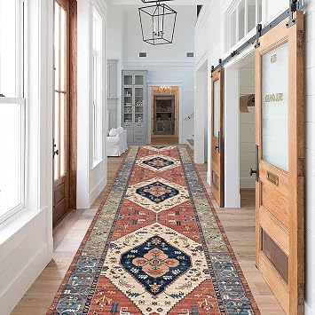 MPOWRX Runner Rug Vintage Carpet Runner for Living Room, Easy -Cleaning Laundry Room Door Mat, Traditional Design Hallway Runners Rugs for Entryway, Custom Size Size 60CM X 100CM 2FT X 3.5FT