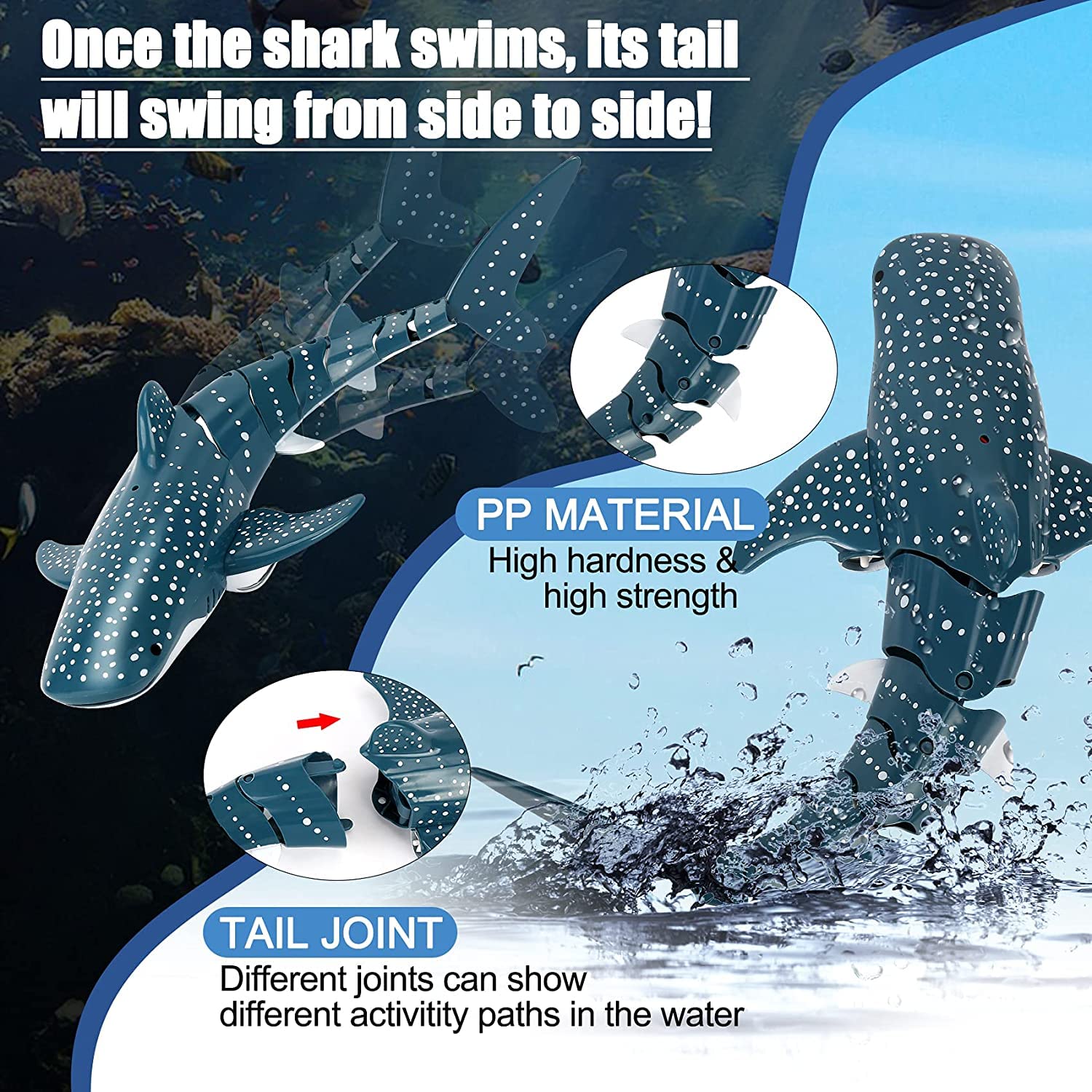 Mahi Enterprise® Remote Control Shark Toy RC Boat 1:18 Scale 2.4G High Simulation Shark Large Capacity 500mAh Great Gift RC Boat Toys for 5+ Year Old Boys and Girls (Whale Shark) 1