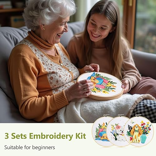 Miniatura 44 de Santune - Kit de bordado para adultos principiantes, kits de punto de cruz, patrones de mariposa e instrucciones (idioma español no garantizado)