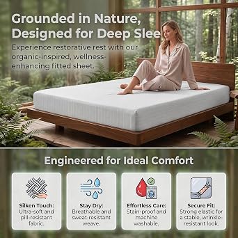 Grounding Sheets King, 75% Organic Cotton+25% Pure Silver Organic Fitted Grounded Sheet for Improved Sleep, Earth Connecting Bedding - Healthy Sleep Therapy(White, (78.1 * 80.1 * 15.1 inch))
