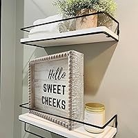 Vista 3 de Letreros de decoración de baño con marco de madera estilo granja bohemia, divertida placa decorativa pequeña y linda para baño, decoración de Hola