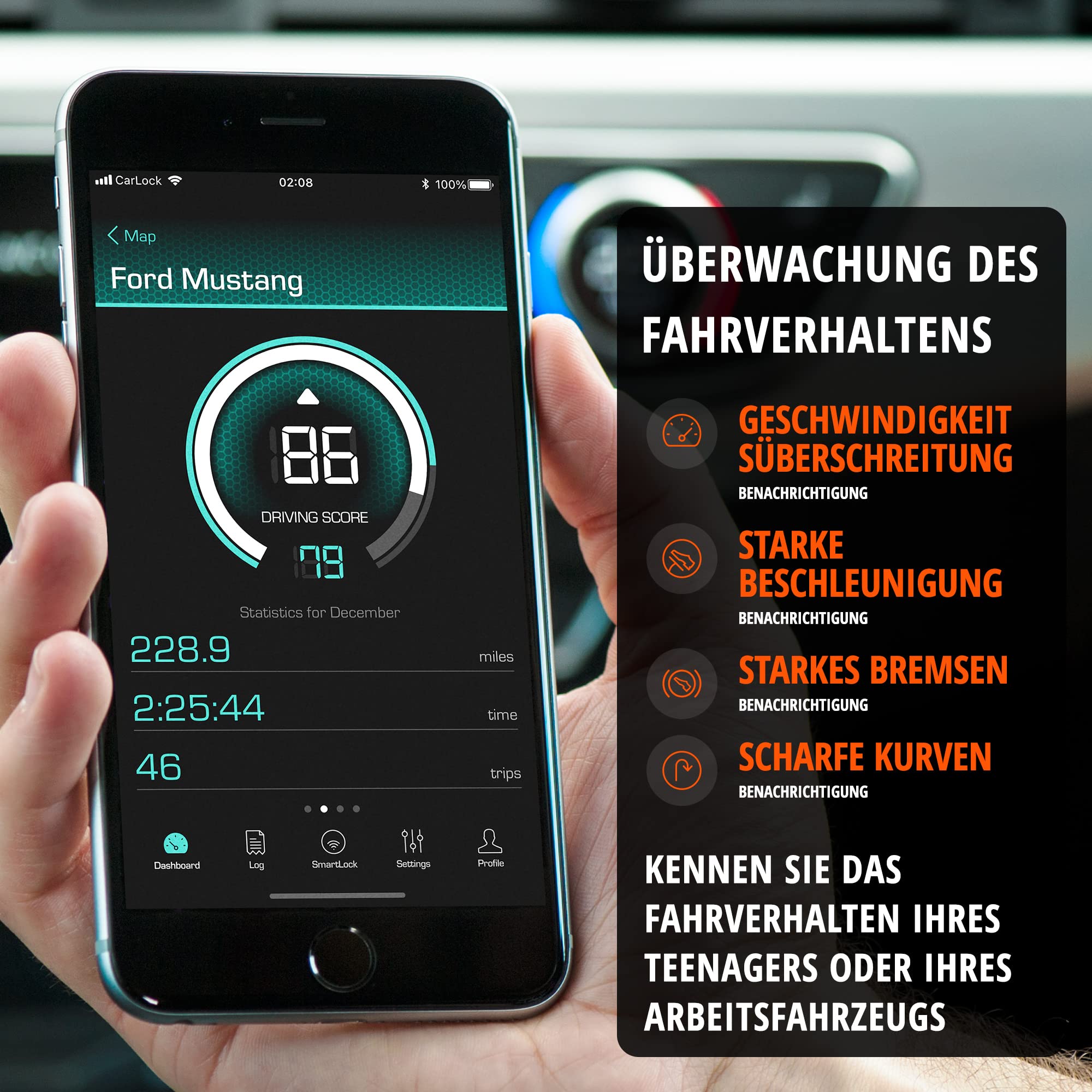 CARLOCK – 4G GPS Tracker Auto & Alarmanlage. Ortungsgerät Und Smartphone App. Sender Verfolgt Ihr Auto & Wohnmobil In Echtzeit Und Benachrichtigt Bei Verdächtigen Aktivitäten. OBD diebstahlschutz