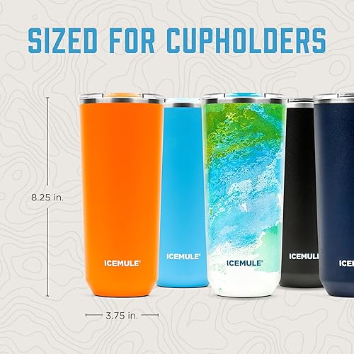 Miniatura 6 de IceMule Vaso aislado de acero inoxidable al vacío de 24 onzas y taza de viaje, tapa deslizante, a prueba de derrames, a prueba de fugas, se adapta