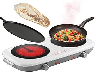 Double Hot Plate Electric Cooker Hob | 1300W 2-ring Infrared Portable Electric Hob Cooker | Countertop Burner Electric Hot Plates For Cooking At Home & Outdoors | Electric Camping Stove | TEDCHEF