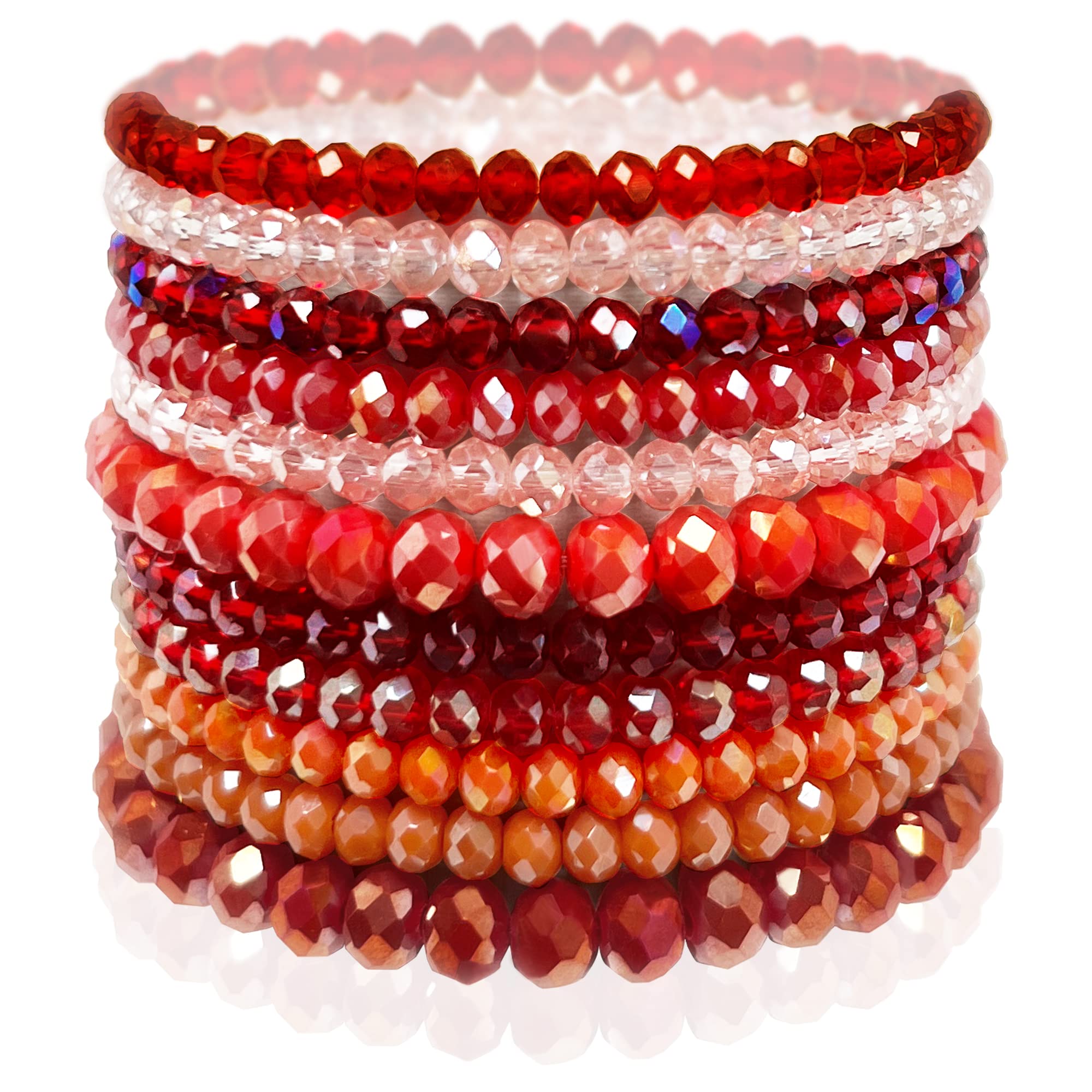 CATCHY & CRAFTY Bracelet Crystal Stretch Stackable Layering Colorful Statement Bracelets Women Glass Beaded Boho Friendship Mothers Day Gift