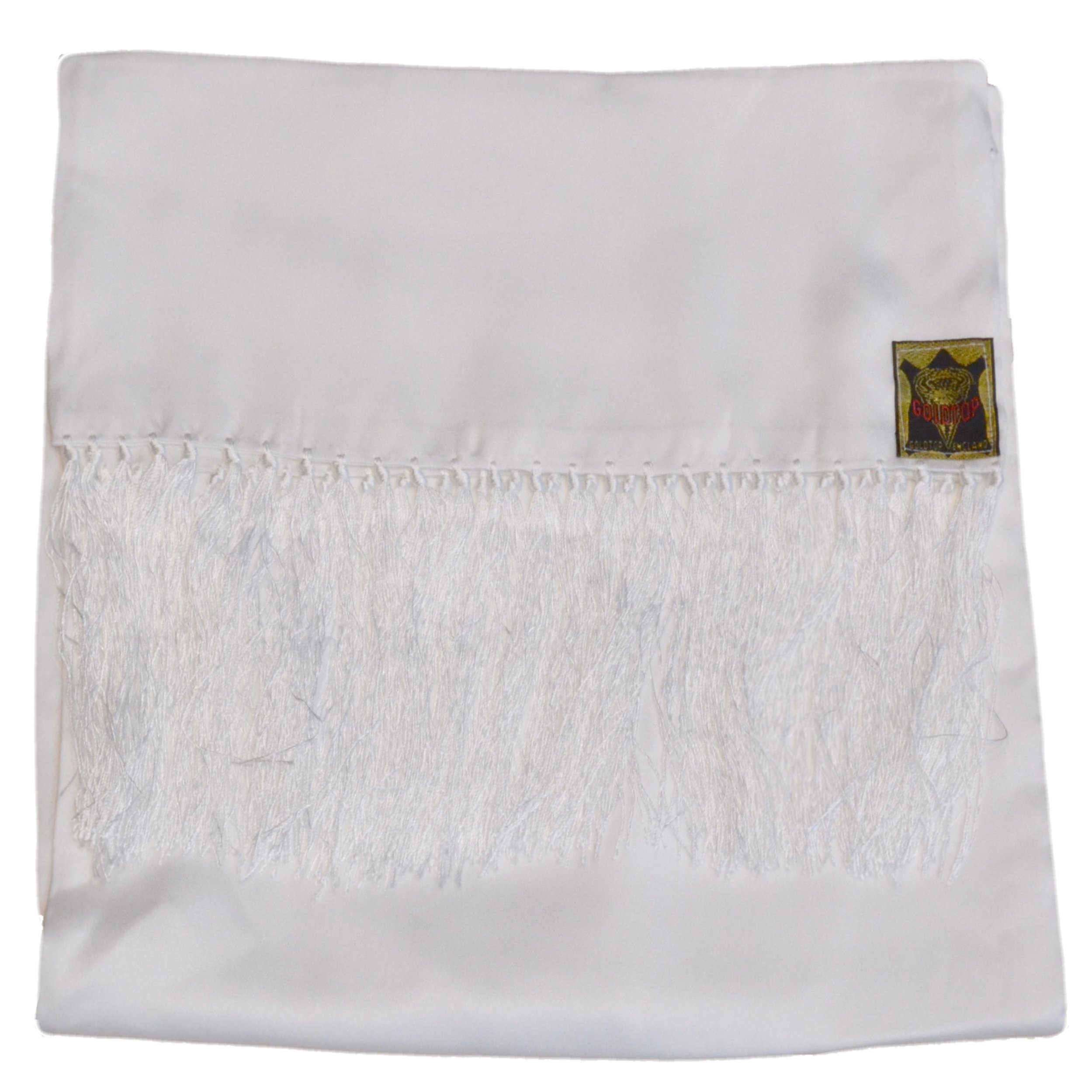 Goldtop Old English White 100% Silk, Tasseled Men's Dress Scarf