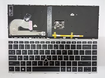 Laptop Replacement Keyboard for HP EliteBook 840 G5 846 G5 745 G5 with Backlit with Pointer Backlit US Silver Frame