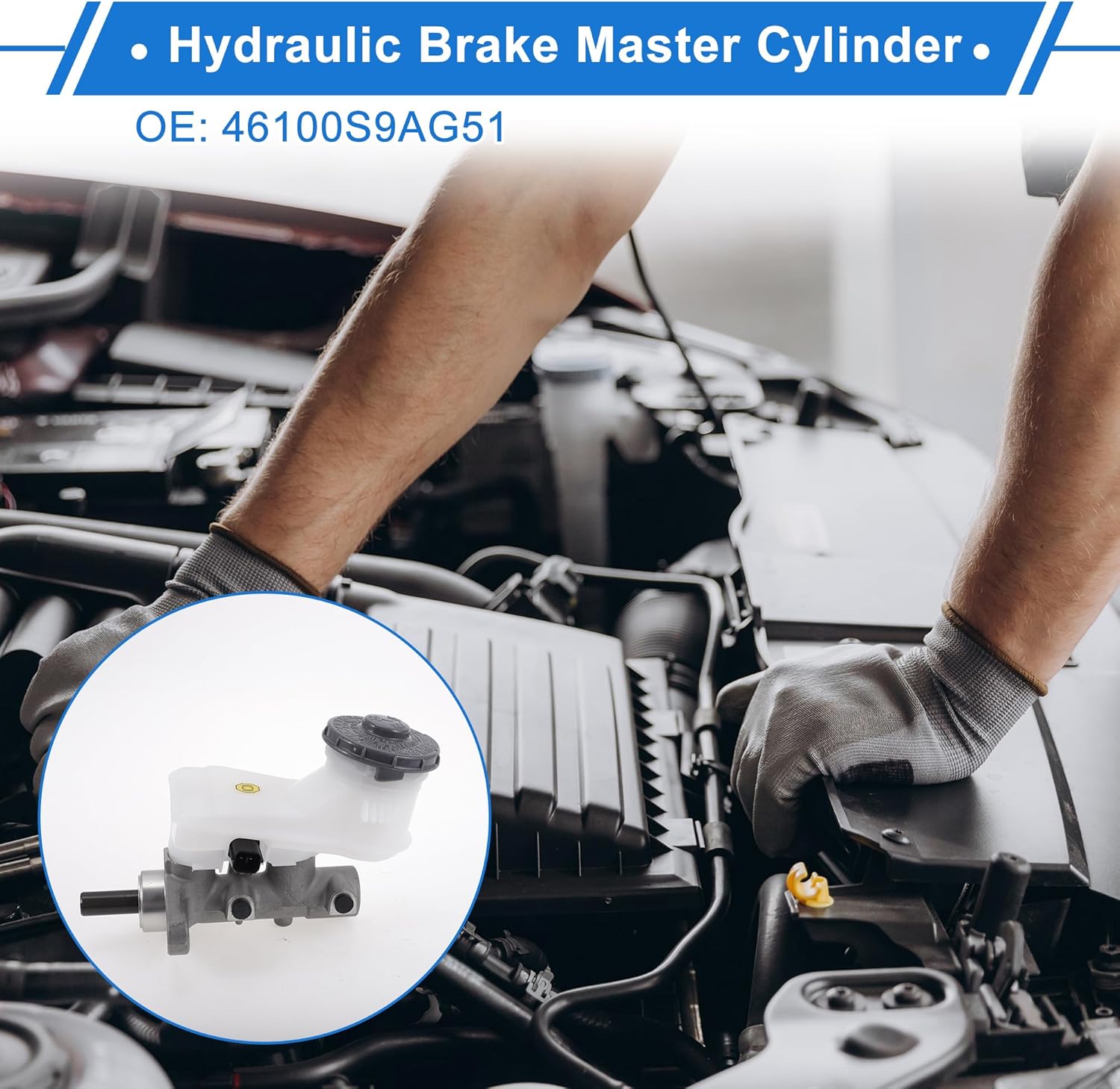 Brake Master Cylinder with Reservoir No.46100S9AG51 for Honda CR-V 2002-2006 Hydraulic Master Cylinder Silver Tone,White Aluminum Alloy,Plastic 1 Pc