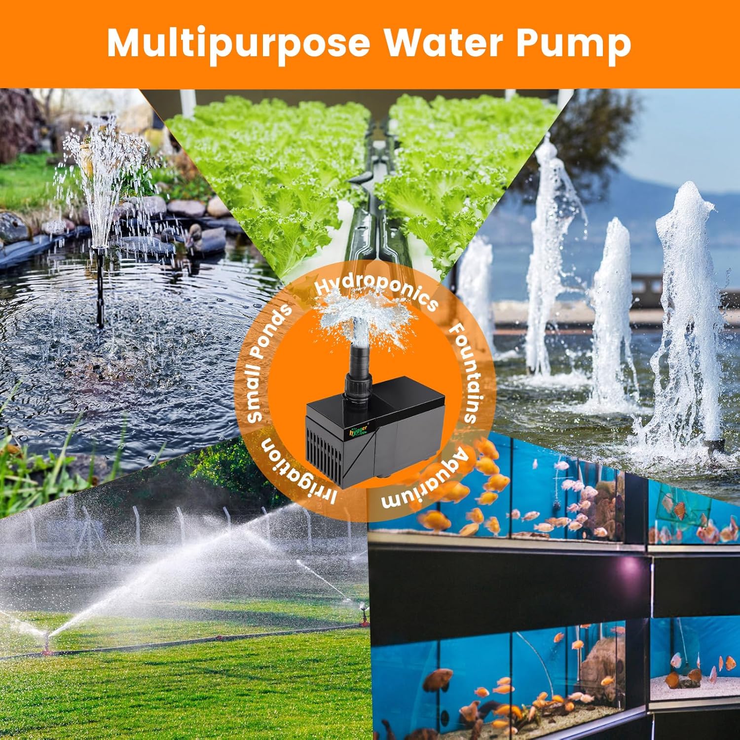 hygger 530GPH Aquarium Water Pump with Intelligent Controller, DC 24V Ultra Quiet Powerhead, Powerful Return Pump for Fish Tanks, Aquariums, Ponds, Fountains, Sump, Hydroponics (20W, 10ft)