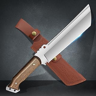 13.8 inch Outdoor Hunting Knife with Sheath Fixed Blade Knives Survival Machete for Cutting Trees, for Yard Work and for Bushcrafting Machetes Sickle. - SXDGS