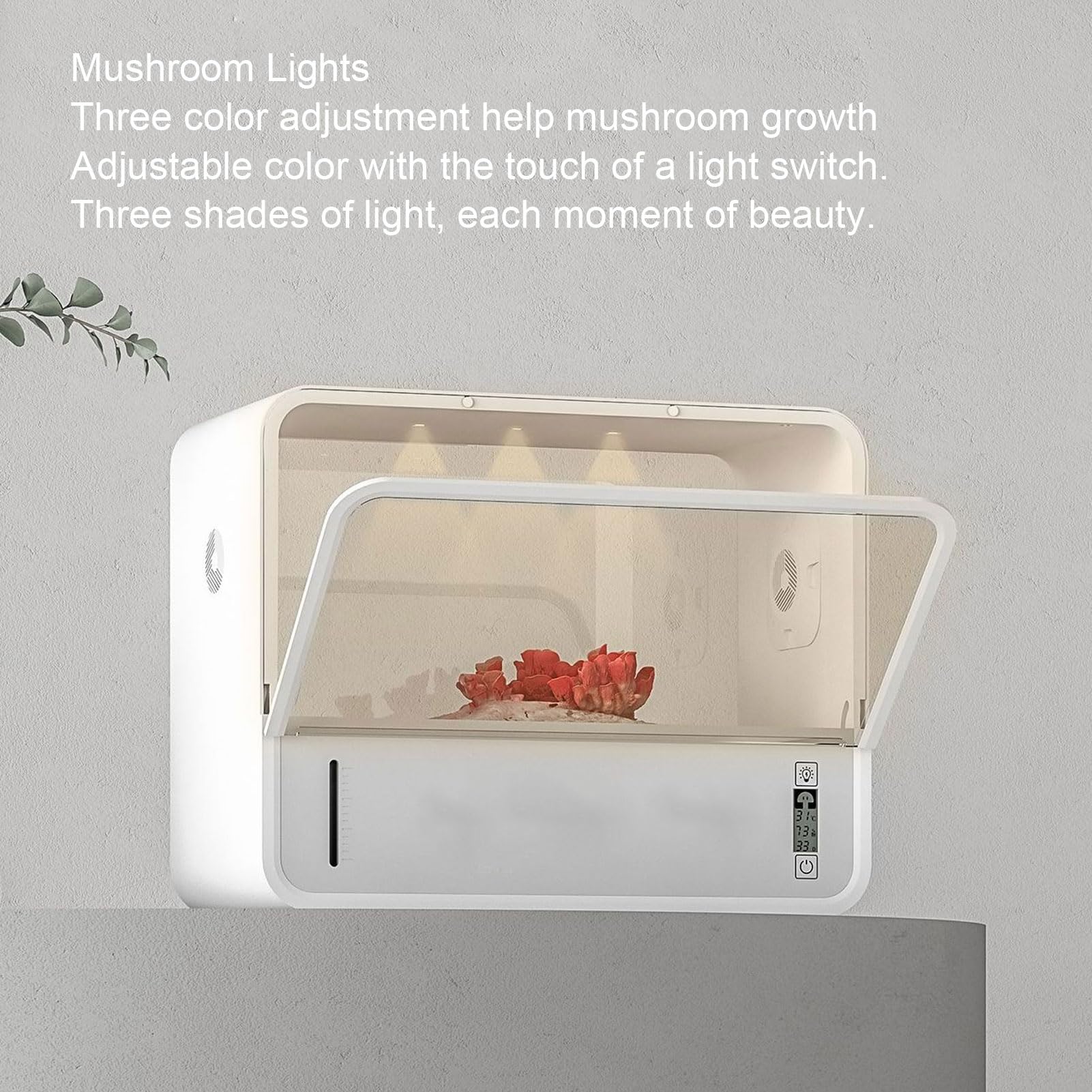 Caja de Cultivo de Hongos Inteligente, Tienda de Campaña de Cultivo de Hongos ABS con Control Automático de Humedad y Pantalla de Temperatura, Kit de de en Interiores para Cultivadores