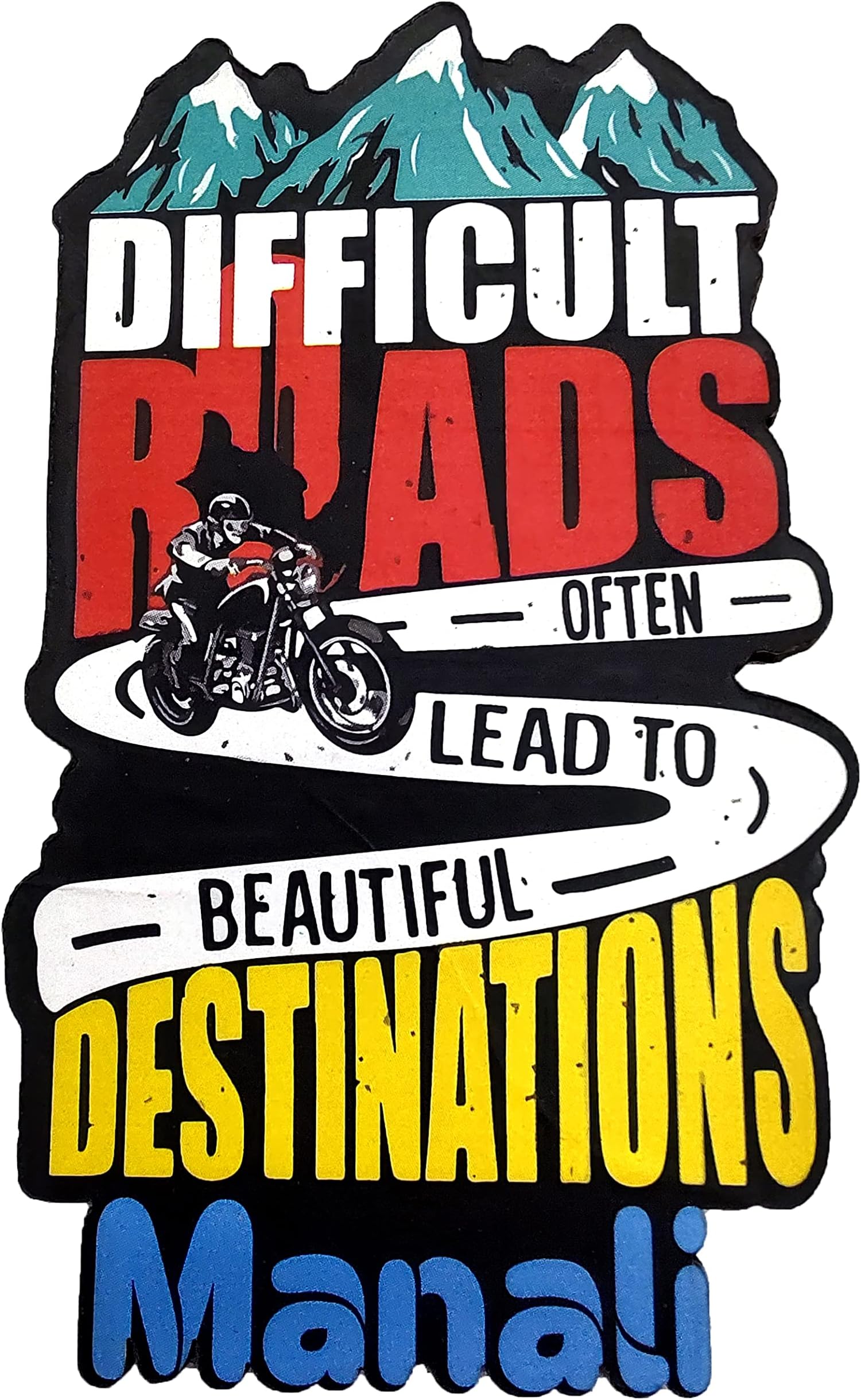 IndusSeller_Difficult Roads Destinations Manali Wooden Fridge Magnet Pack of 1