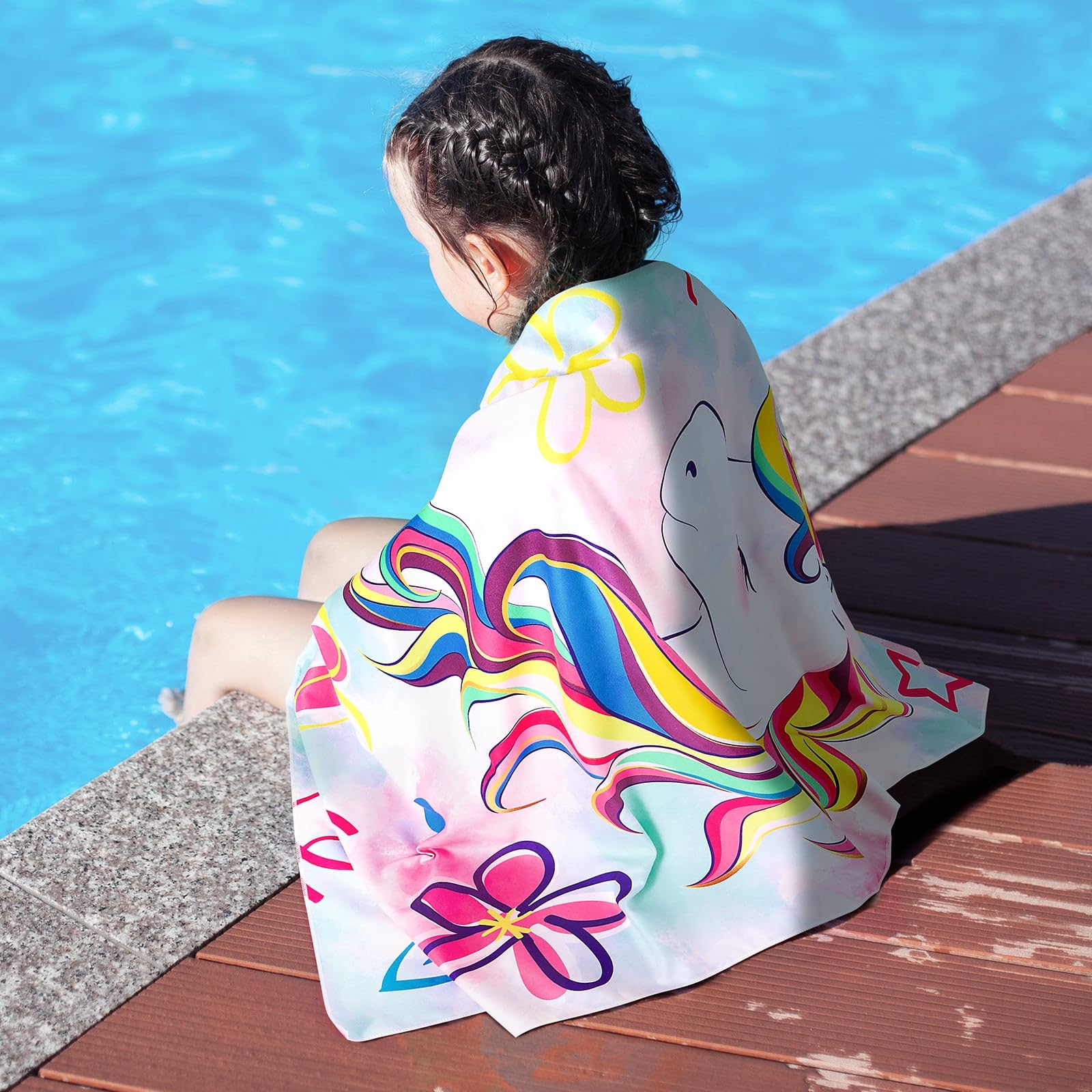 Serviette De Plage Licorne Enfant - 76x150cm - Séchage Rapide - Douce Et Absorbante - Voyage, Piscine