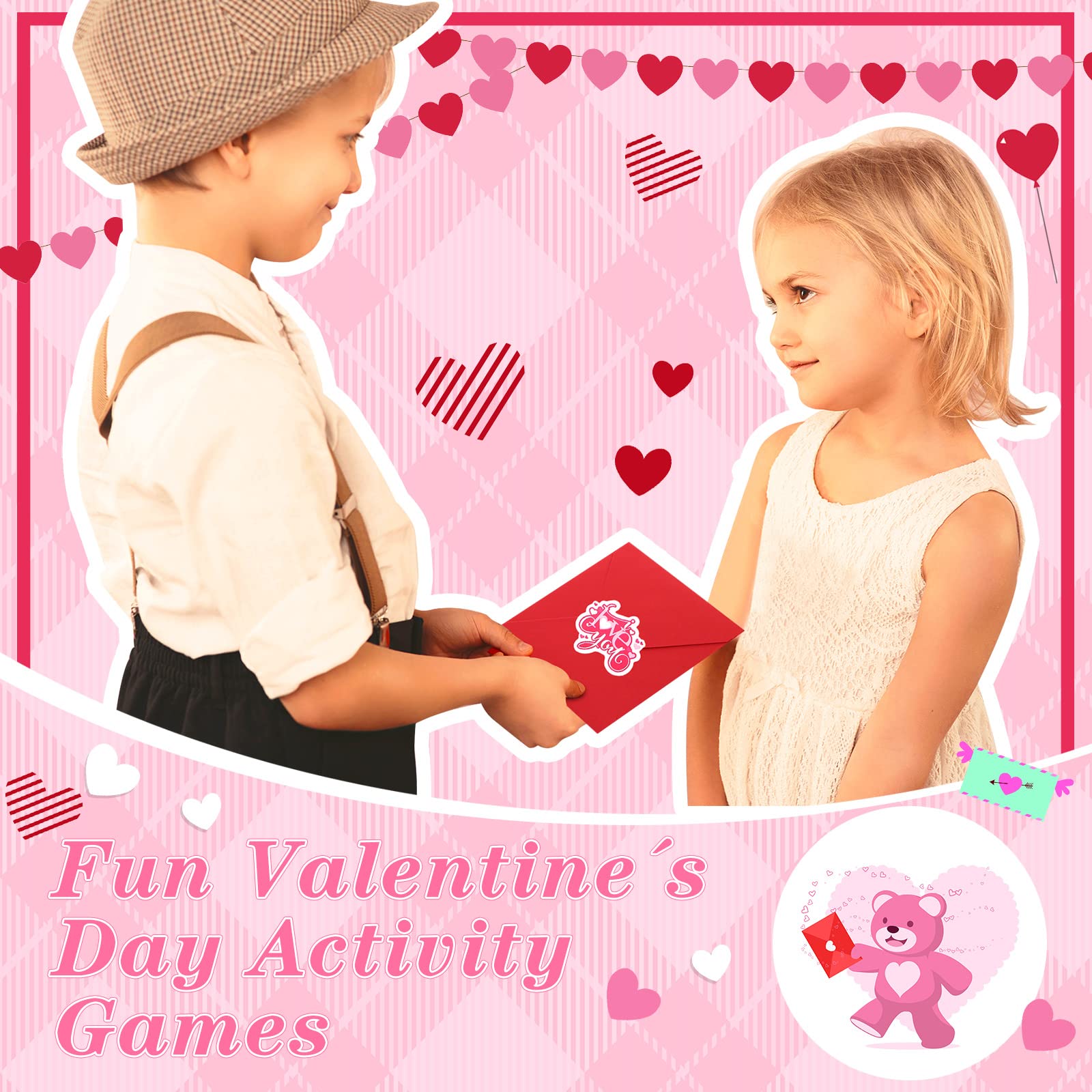 Zonon 32er Pack Valentinstag Bastelsets für Valentinstag DIY Karte mit Umschlägen Herz Schaumstoff Aufkleber Aquarell Doppelseitig Farbiges Papier Kristall Bohrer Aufkleber
