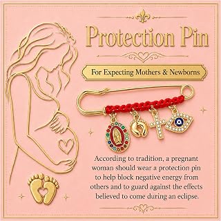 Pregnancy Protection Brooch for Women, Evil Eye Virgin Mary Cross Footprint Red String Maternity Safety Pin Expecting Mother Baby Shower Religious Good Luck Gift