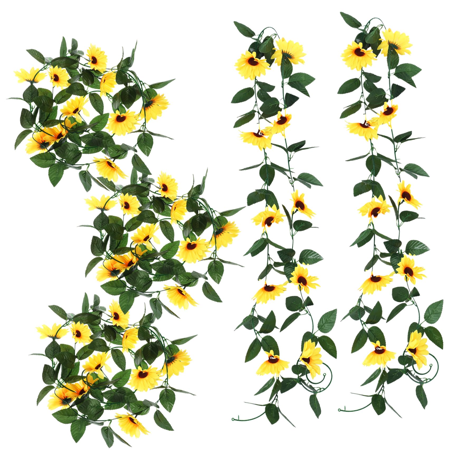 Cabilock Guirnaldas de Girasoles Artificiales 5 Piezas de Plástico Amarillo